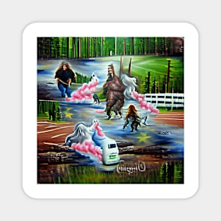 Abstract Bigfoot And Unicorns Magnet