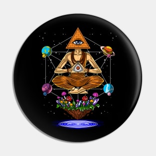 Illuminati Pyramid Psychedelic Mushrooms Pin