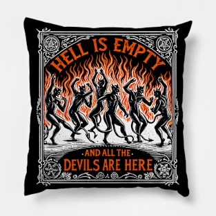 Shakespeare Quote - Vintage Theatre - Devil Woodcut Pillow