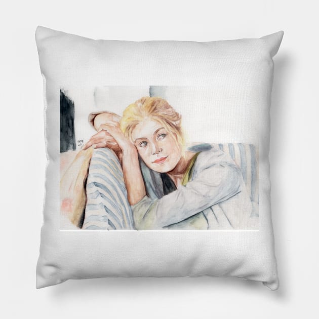 Jane Bennet in watercolour Pillow by DustNox