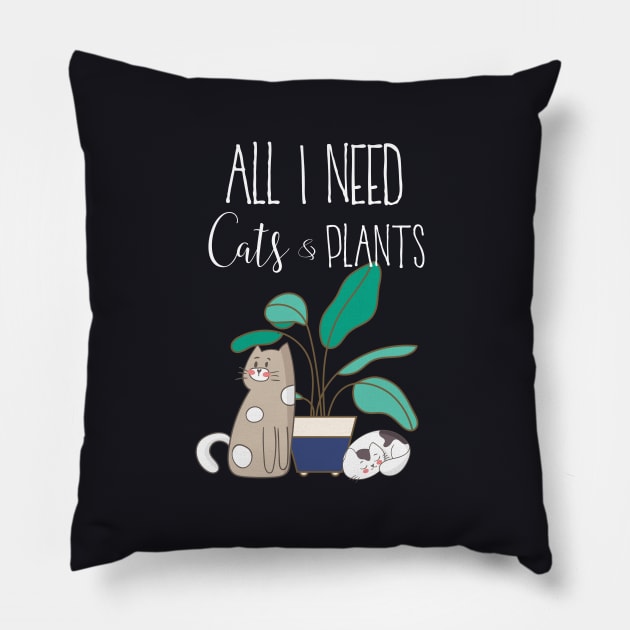 Cats and Plants Pillow by MedleyDesigns67