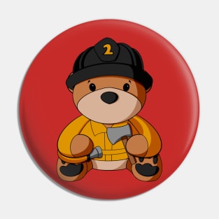 Yellow Uniform Fireman Teddy Bear Pin