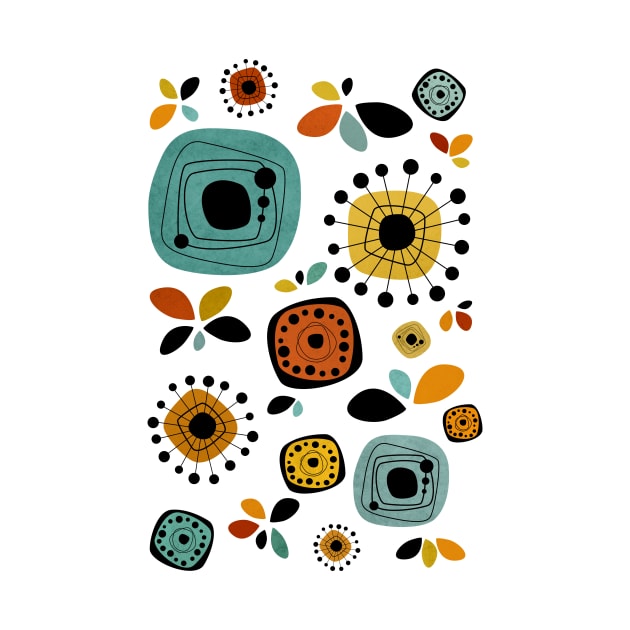 Mid Century Modern Flowers Pattern 2 by Dream Print Designs