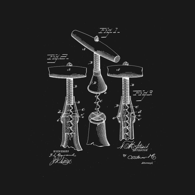 Corkscrew Vintage Patent Drawing by TheYoungDesigns