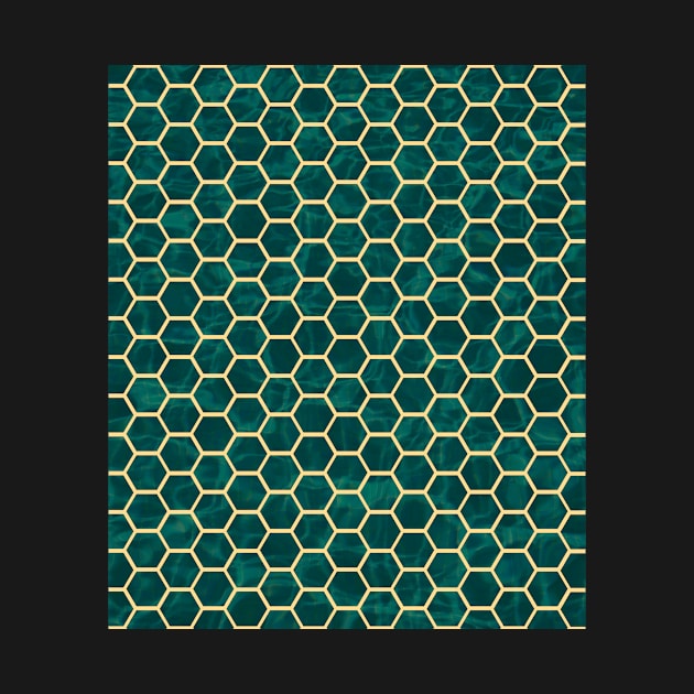 Ornamental Pattern Green Gold Hexagons by MONMON-75