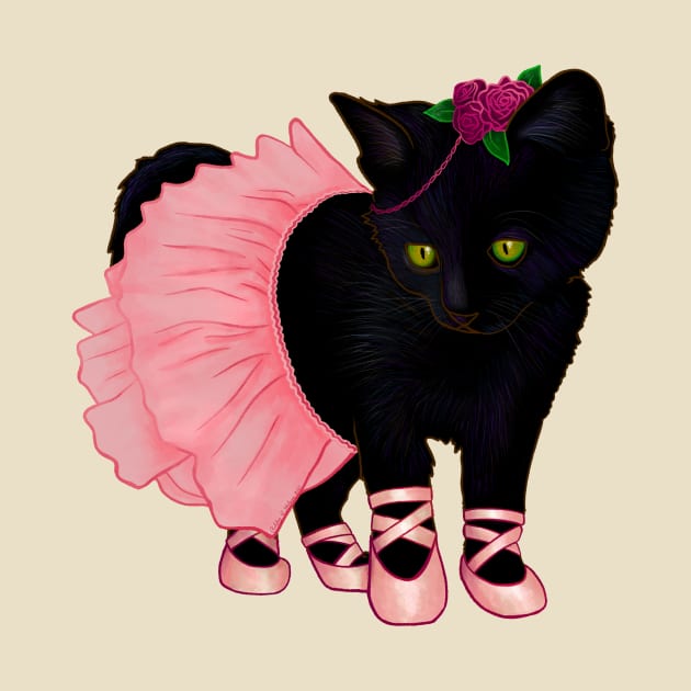 Halloween Black Kitten Dressed In Ballerina Costume by Ashley D Wilson