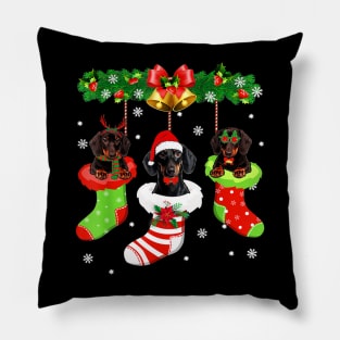 Funny Dachshund In The Stocking s Merry Christmas Pillow