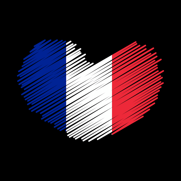 France Flag Heart Design by Sanu Designs