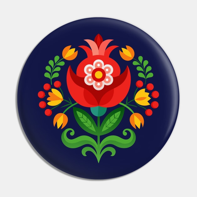 Scandinavian rosemaling folk art flower ornament Pin by craftydesigns