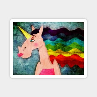 Rainbow Hair Unicorn Magnet