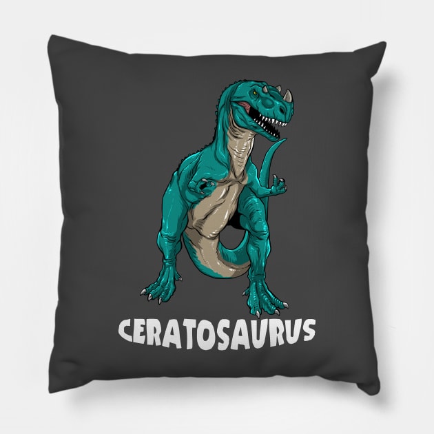 Ceratosaurus Dinosaur Design Pillow by Terra Fossil Merch