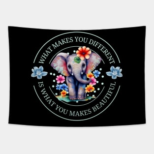 autism awareness day 2023 cute colorful baby elephant Tapestry