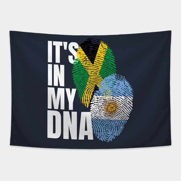 Argentinian And Jamaican Mix DNA Flag Heritage Gift Tapestry by Just Rep It!!