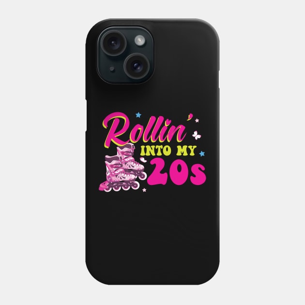 Rollin' Into My 20s - 20. Birthday Roller Skating Phone Case by Peco-Designs