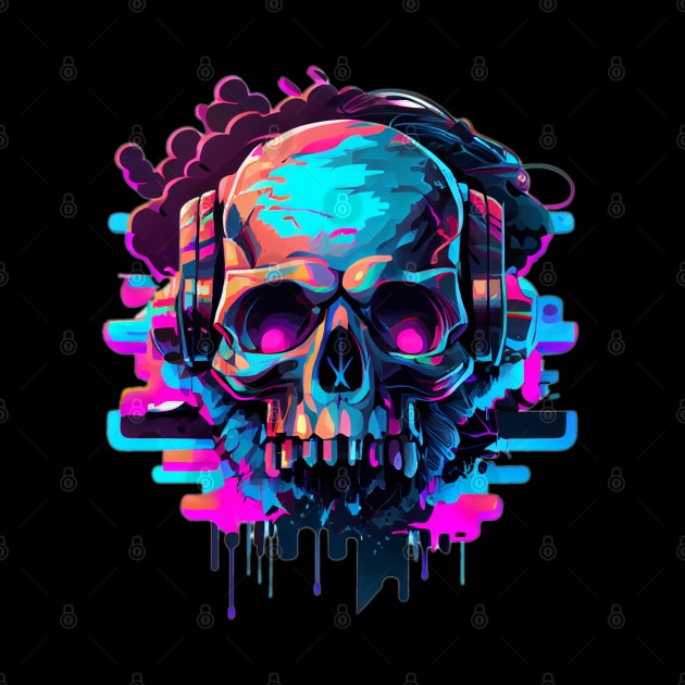 Retro Skull Neon by TechnoBubble