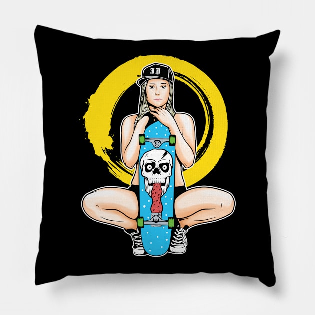 Skater Girl Pillow by jjsealion