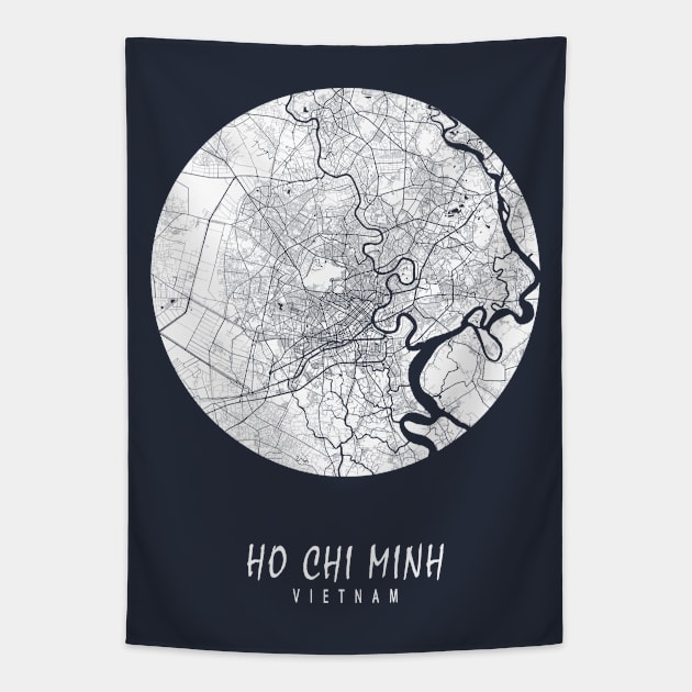 Ho Chi Minh, Vietnam City Map - Full Moon Tapestry by deMAP Studio