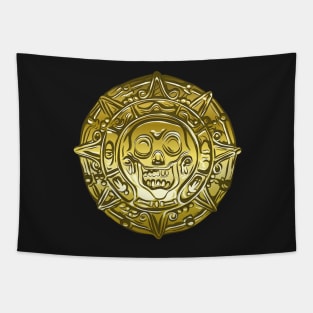 Gold Money pirate coin with a skull Tapestry