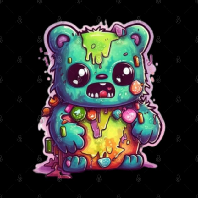 Gummy Bear Zombie,Kawaii Zombie Food Monsters: When the Cuties Bite Back - A Playful and Spooky Culinary Adventure! by HalloweeenandMore