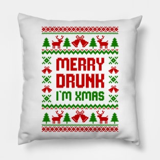 Merry Drunk I Am Christmas Xmas Humor Pillow