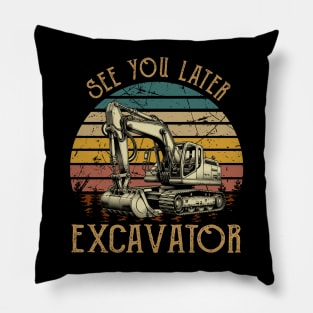 Whirring Wonders Excavator Vibes, Stylish Statement Tee Extravaganza Pillow