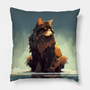 Majestic Beutiful Cat Modern Art Pillow