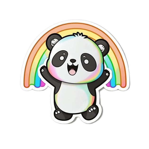 Cute Cartoon Panda Rainbow Colourful Funny Kawaii by kiddo200