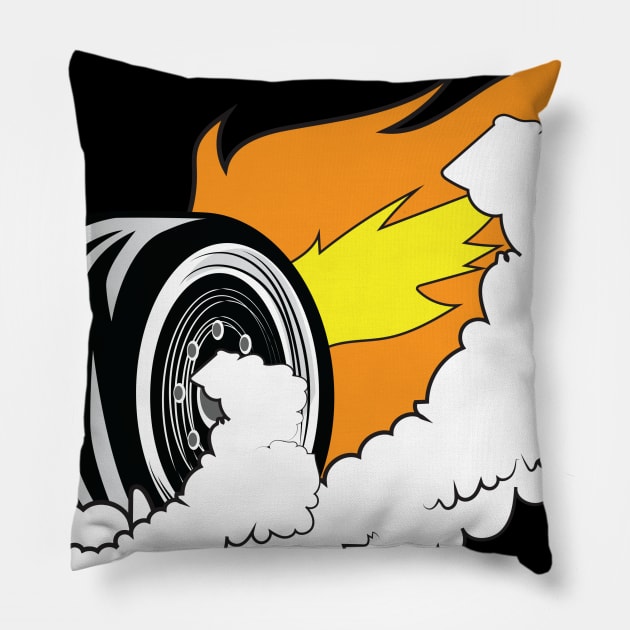 Car Wheel Burnout Pillow by c1337s