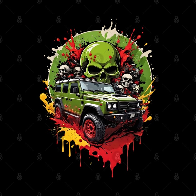 Cyberpunk Skull Squad Offroad vehicle retro vintage poster by Neon City Bazaar