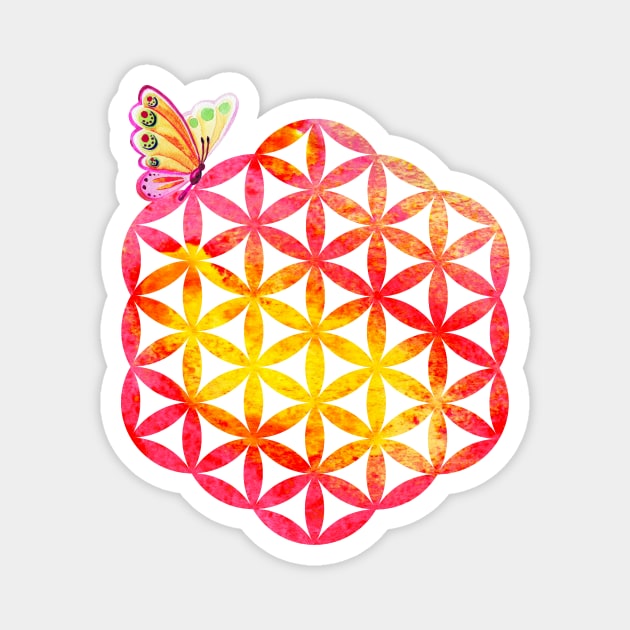 Flower of life, butterfly Magnet by Unelmoija