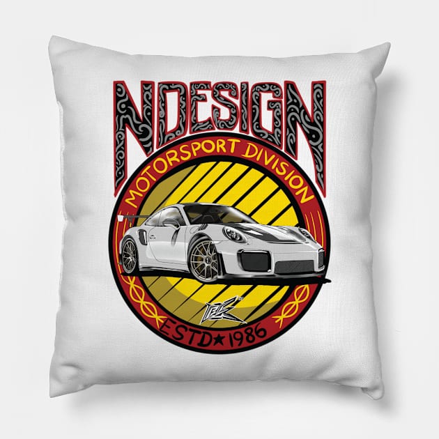 porsche 911 gt3 white Pillow by naquash