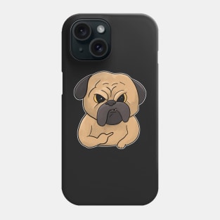 Grumpy Pug Dog Holding Middle Finger Boxer Phone Case