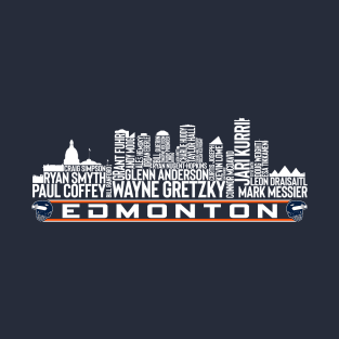 Edmonton Hockey Team All Time Legends, Edmonton City Skyline T-Shirt