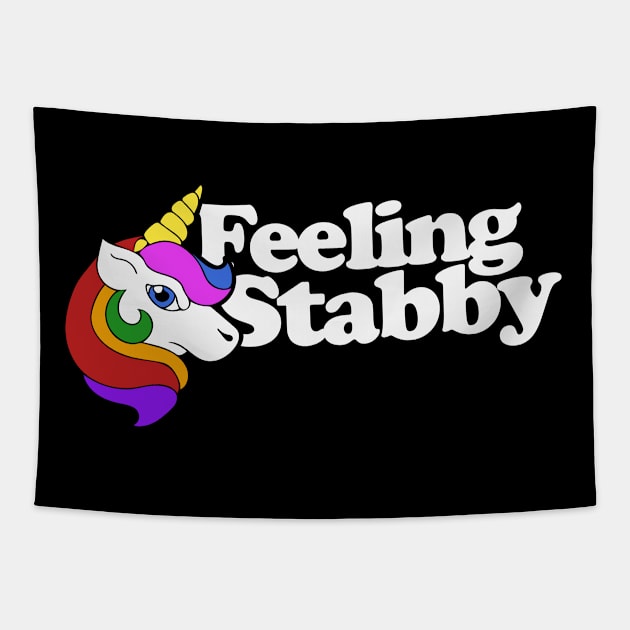 Feeling Stabby Unicorn Tapestry by bubbsnugg