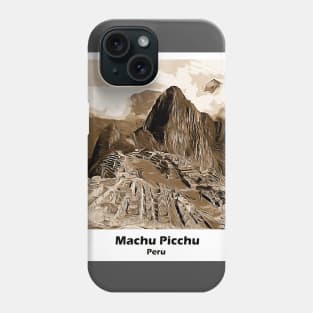 South America Machu Picchu Peru T-Shirt Sephia Phone Case