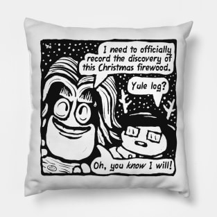 YULE LOG? (black on light) Pillow