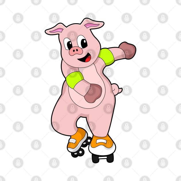 Pig as Skater with Inline skates by Markus Schnabel