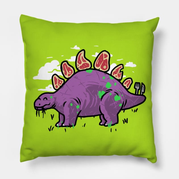 Steakosaurus Pillow by jonah block