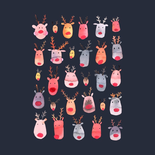 Cute Santa Claus Winter Reindeers by ninoladesign