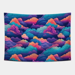 Dreamy Skies: Pastel Cloudscape Pattern Tapestry