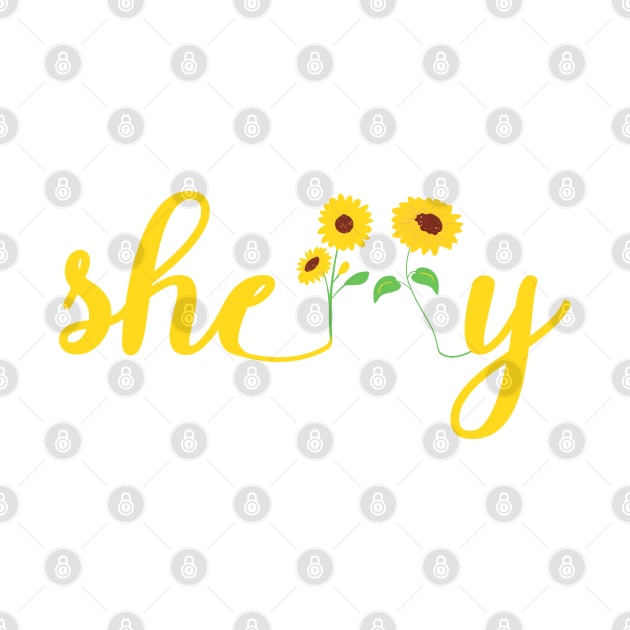 Shelly Name With Sunflowers by AishwaryaMathur