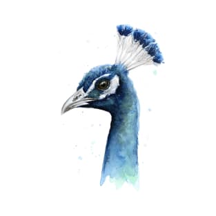 Blue Profile Peacock Watercolor T-Shirt