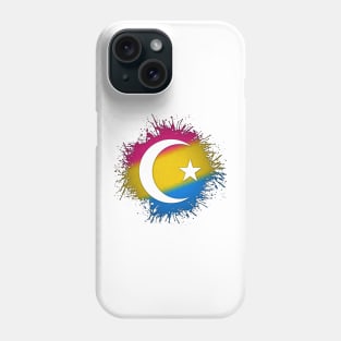 Paint Splatter Pansexual Pride Flag Star and Crescent Symbol Phone Case