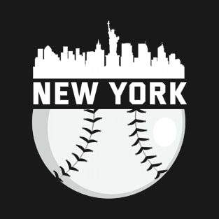 New York City Baseball Downtown NYC Skyline Design T-Shirt