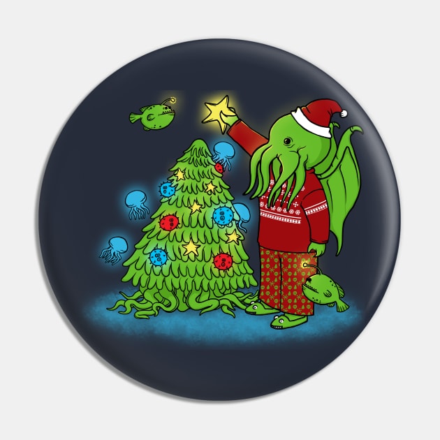 Christmas Cthulhu Pin by pigboom