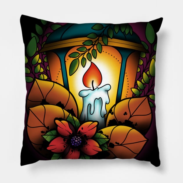 Lantern with candle Pillow by InkSmith