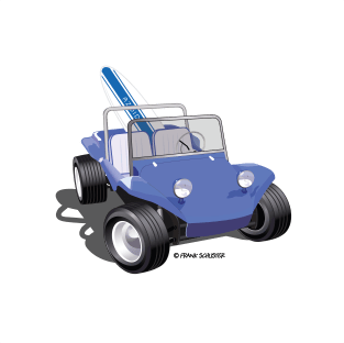 Blue Dune Buggy with Surfboard Front Magnet