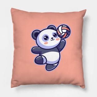 Cute Panda Volleyball Player Pillow