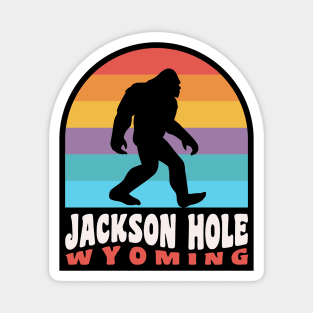 Jackson Hole Wyoming Bigfoot Sasquatch Retro Sunset Magnet