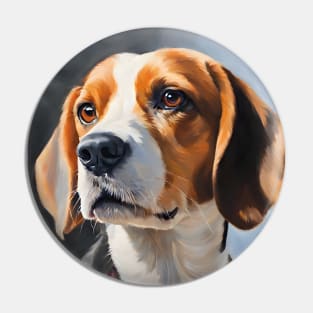 Cute Beagle Dog Breed Oil Painting Pin